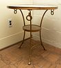 French Regency Brass & Marble Top Cafe Table,  19th.c., H 27'' Dia. 24''