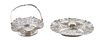 French 800 Sterling Silver Fancy Openwork Basket & 800 Silver Centerpiece H 4'' Dia. 4'' 2 pcs
