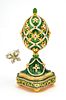 House Of Faberge For Franklin Mint  'The Garden Of Jewels' Egg & Brooch, H 7.75'' Dia. 4'' 2 pcs
