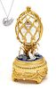 House Of Faberge For Franklin Mint  'Swan Lake' Egg & 14kt Gold Necklace, H 7.25'' 2 pcs