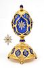House Of Faberge For Franklin Mint  'The Star Of The North' Egg & 14kt Gold Brooch, H 7'' Dia. 4'' 2 pcs
