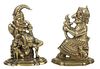 Bronze Fireplace Chenets, Punch And Judy H 11'' W 8.5''