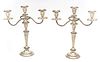 Crown Weighted Sterling Silver Candelabra, Pair, H 15", W 13"