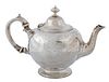 E & J Barnard (London) Sterling Silver Teapot With Crest,  1866, H 6'' L 8.5'' 12.28t oz