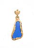 14K Gold And Blue Glass Pendant By Mike Dilts