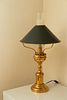 Chapman Brass Lamp, Tole Shade, H 24'' Dia. 13''