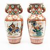 Imari Signed Japanese Porcelain  Vases, 19Th.C. Pair H 14" Dia 5"