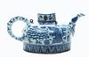 Chinese Blue & White Porcelain Covered Teapot H 6'' L 11.5''