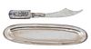 Gorham  Sterling Silver Pen Tray + Silver Plate Scabbard With Menu, C. 1900, W 3'' L 10'' 3.11t oz 2 pcs