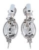 Electrified Silver Plate Metal Wall Sconces, H 12.25'' W 4.25'' 1 Pair