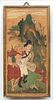 Chinese Painted Bark Scroll, C. 1710, Two Figures, H 31'' W 14''