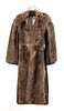 Woman's Racoon & Calf Hair Coat & Brimmed Hat, H 41'' Size: Extra Small