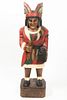 American Indian Painted Carved Wood, Cigar Store Figure H 40", W 12", D 9"