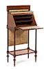 A Continental Fruitwood Writing Desk Height 39 x width 18 1/2 x depth 10 1/2 inches (closed).