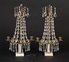 FRENCH EMPIRE STYLE CRYSTAL CANDELABRA, 20TH C., PAIR, H 18", W 10"
