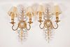 FRENCH BAGUES STYLE  ROCK CRYSTAL & GILT LUMINAIRES, PAIR, H 20", W 10"