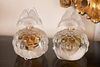LALIQUE GLASS PERFUME BOTTLES, 2 PCS, H 5", W 4", PRISTINE BUTTERFLY STOPPERS 
