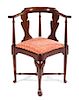 A Georgian Style Corner Chair Height 33 1/2 inches.
