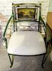 An English Painted Metal Open Armchair Height 33 1/2 inches.