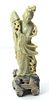 CHINESE SOAPSTONE CARVING OF QUAN YIN, C 1900 H 8.25" 