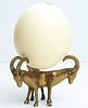 OSTRICH EGG ON METAL "GOAT" STAND H 8" INCLUDING STAND 