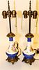 A Pair of Gilt Metal Mounted Porcelain Lamps Height 24 inches.