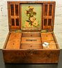 * A Wooden Sewing Box. Height 5 1/4 x width 8 x depth 12 inches.