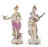A Pair of Continental Porcelain Figures Height 7 inches.