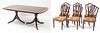 BAKER FEDERAL STYLE MAHOGANY TABLE & CHAIRS, 7 PCS, H 30", W 46", L 76" (TABLE) 
