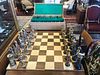 ANRI, ITALY CHESS SET, CARVED KNIGHTS, H 10.7", 32 PCS. 