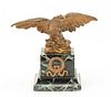 FRENCH EMPIRE STYLE BRONZE EAGLE, MARBLE BASE C 1900 W 6" 