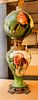 * A Victorian Painted Glass Oil Lamp Height overall 28 1/2 inches.