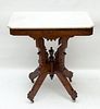 WALNUT AND MARBLE TOP  TABLE C 1880 H 29" W 20" L 28" 