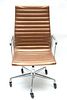 HERMAN MILLER UPHOLSTERED AND ALUMINUM, MANAGEMENT SWIVEL CHAIR H 42", W 23" 
