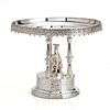 REED AND BARTON SILVER PLATE CAKE COMPOTE C 1880 H 7" DIA 9",HOUND IN PAVILION 