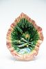 GRIFFEN, SMITH & HILL MAJOLICA PLATE , 19TH C., H 2" W 9" D 7" BEGONIA LEAF 