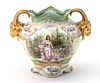 AUSTRIAN IMPERIAL CROWN HAND PAINTED PORCELAIN VASE, EARLY 19TH C., H 7 1/2", W 10", D 7 1/2" 