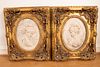 MOLDED MARBLE OVAL RELIEF PLAQUES, PAIR, H 14", W 10.5" 