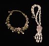 HEIDI DAUS,  CRYSTAL + ROSE QUARTZ AND CRYSTAL  NECKLACES, TWO L 12", 24" 