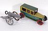 FiSCHER Tin Litho Penny Toy SALOON SEDAN CAR  and Tin Cannon