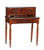 Diminutive French Louis Philippe Carved Walnut Secretary, 20th c., the back with four fitted drawers, over a gilt tooled leather inset slide out writi