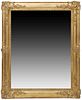 French Louis XV Style Gilt and Gesso Overmantle Mirror, 19th c., with a wide floral and tendril relief frame with relief corners, H.- 39 in., W.- 32 i