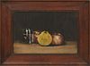 F.M. Norfolk, "Still Life of Fruit," 1908, pastel on paper, signed and dated lower left, presented in wood frame, H.- 9 5/8 in., W.- 14 1/2 in., Frame