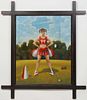Terry Rowlett, "The Cheerleader," 2005, oil on canvas, signed lower left, with a gallery label attached en verso, presented in an ebonized frame, H.- 