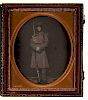Exceptional Daguerreotype of an 8th New York Volunteer with a Patriotic Badge 
