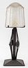 Edgar Brandt Style Art Deco Iron Table Lamp