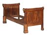 French Empire Style Bronze Mounted Mahogany Day Bed, 19th c., the rolling pin top head and foot board with bronze end mounts, over engaged columns, jo