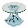 ROBERT WYLAND (AMERICAN, B. 1956) DOLPHIN WAVE LUCITE TABLE, H 22", DIA 24"