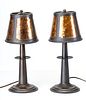 MICA LAMP CO. COPPER TABLE LAMPS, PAIR, H 14.25", DIA 5"