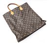 LOUIS VUITTON (FRENCH, ESTABLISHED 1854) VINTAGE LEATHER LV MONOGRAM SAC PLAT HAND TOTE H 20" (INCLUDING HANDLE) W 14.5" D 4" 